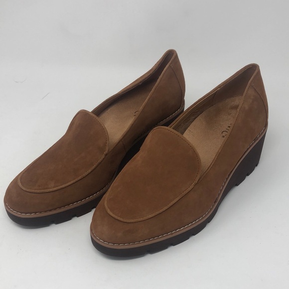 Vionic‎ AVA Wedge Heel Brown Suede Loafer 9.5 Wide NWOB - Picture 2 of 7